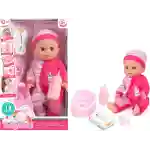 Beba 30cm u ciklama odelcetu koja pije i piški Beba 30cm u ciklama odelcetu koja pije i piški