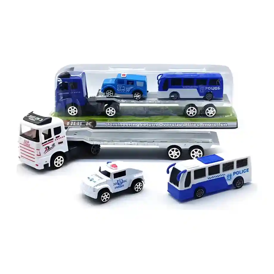 Kamion sa prikolicom i policijskim vozilima 1