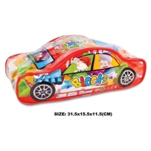 Kocke auto set od 82 bloka u pakovanju u obliku crvenog automobila