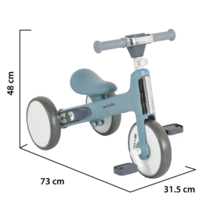 Dimenzije plavog balans bicikla Learn to Ride 2in1: 73 x 31,5 x 48 cm