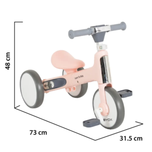 Balance Bike Learn to Ride 2in1 – Pink Dimenzije roze balans bicikla Learn to Ride 2in1: 73 x 31,5 x 48 cm