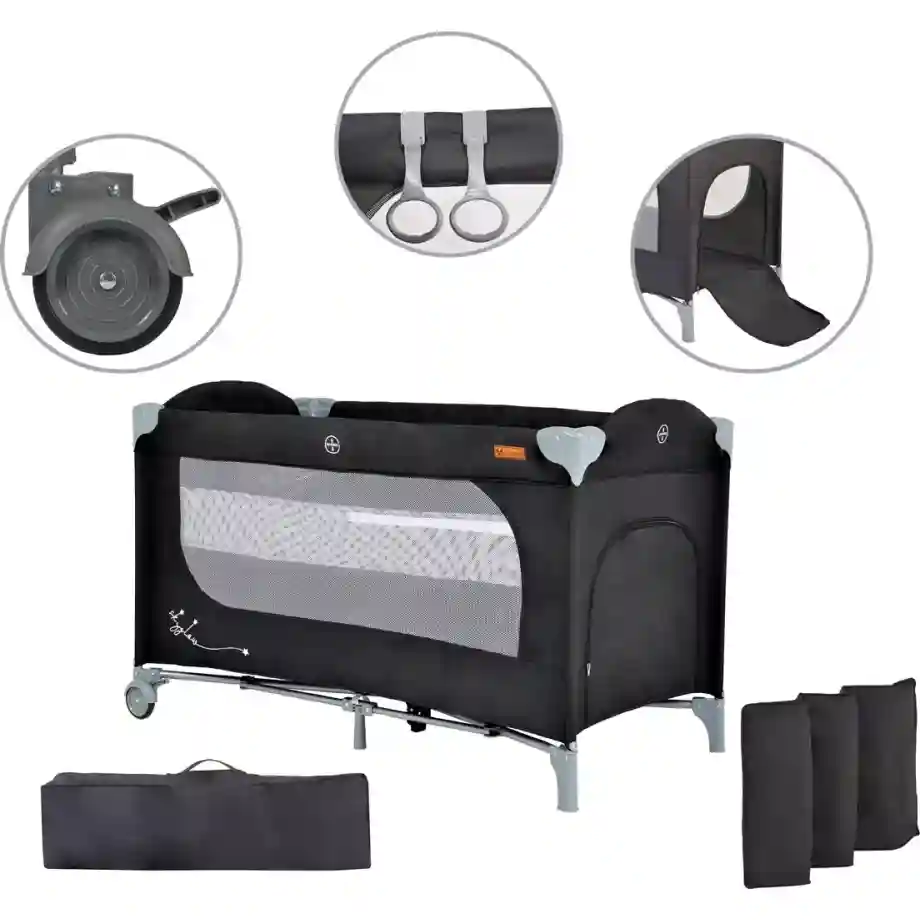 Prenosivi krevetac za bebe Cangaroo Skyglow boja Crna 2