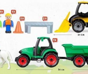 Lena farma set sa dva traktora, konjićem, čunjevima i figurama