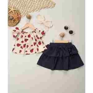 Veseli letnji komplet za devojčice sa printom bubamara