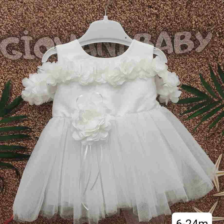 Bela elegantna haljina za devojčice sa 3D cvetovima
