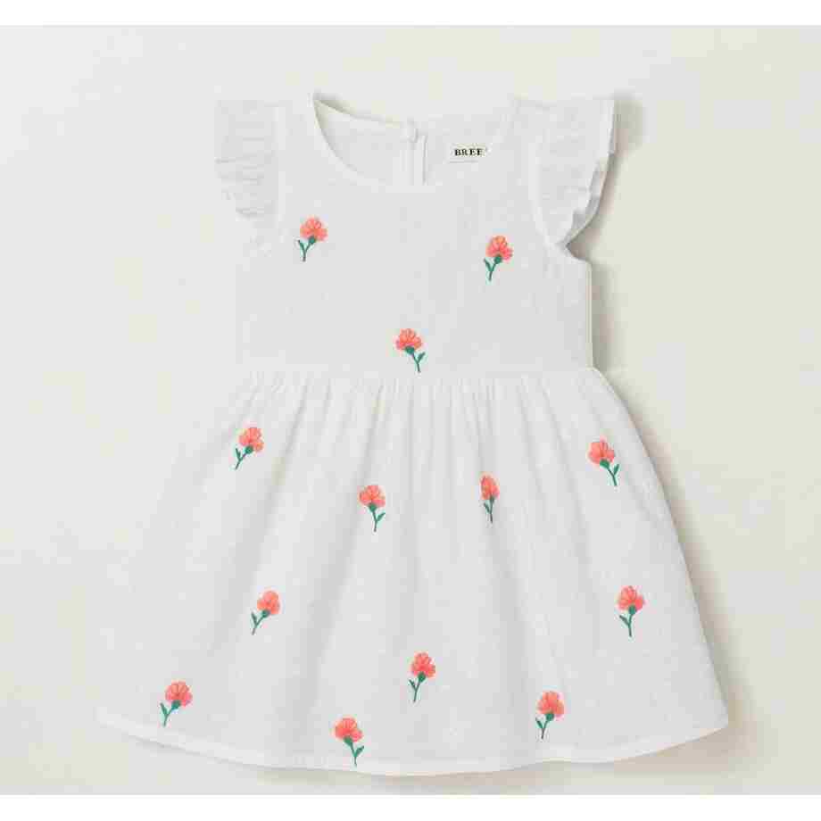 Bela haljinica sa vezenim cvetićima za devojčice