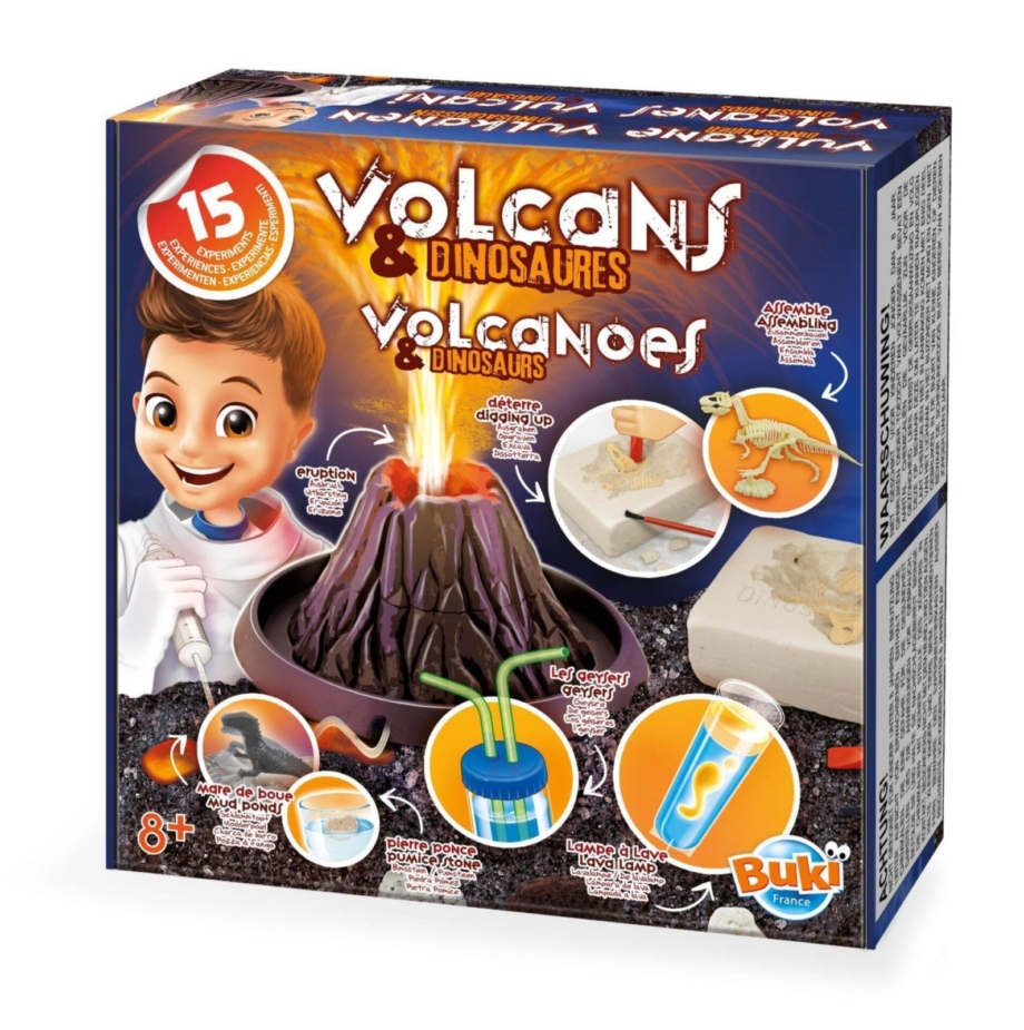 Vulkani i dinosaurusi - Buki Vulkani i dinosaurusi Buki — model vulkana, figurice dinosaurusa i zaštitne naočare