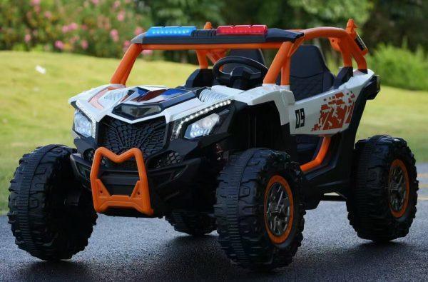 Belo-crveni dečiji auto na akumulator 12V – dvosed sa LED svetlima