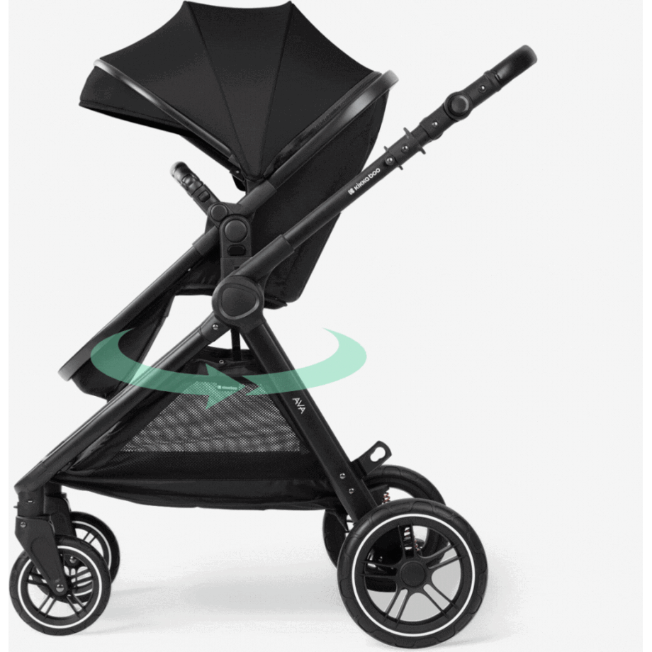 Kolica AVA black set 3in1 sa I SIZE autosedistem i tvrdom korpom