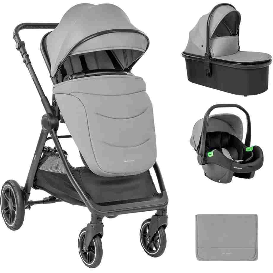 Kolica AVA 3in1 set sa I-SIZE autosedištem i tvrdom korpom grey
