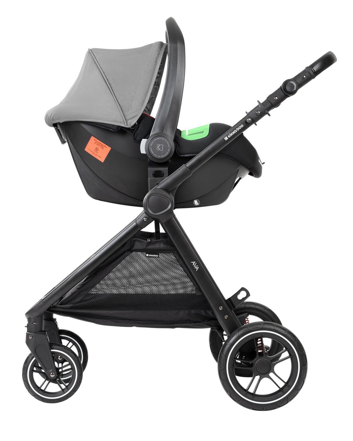 KIKKA BOO Kolica AVA 3in1 set sa I-SIZE autosedištem i tvrdom korpom grey