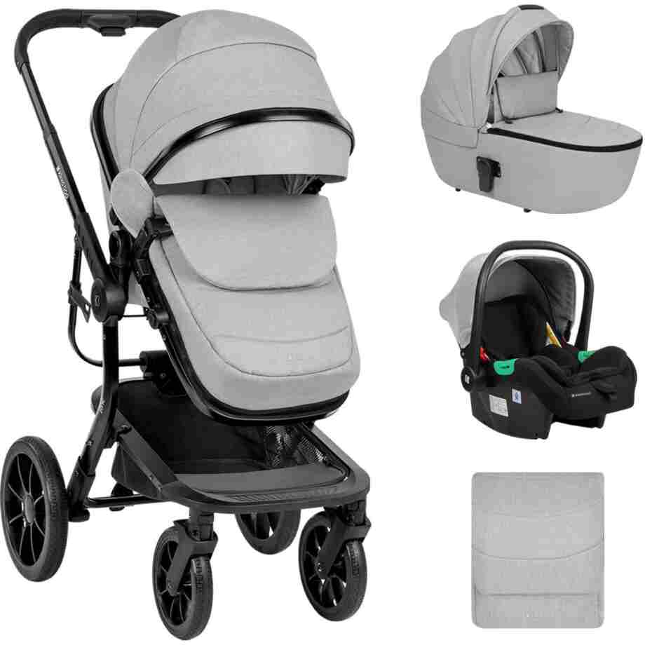 Kolica IRENE premium 3in1 set sa I-SIZE autosedištem i tvrdom korpom light grey