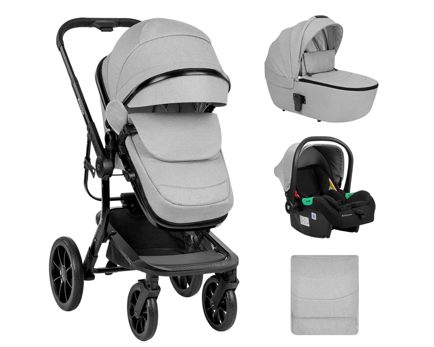KIKKA BOO Kolica IRENE premium 3in1 set sa I-SIZE autosedištem i tvrdom korpom light grey