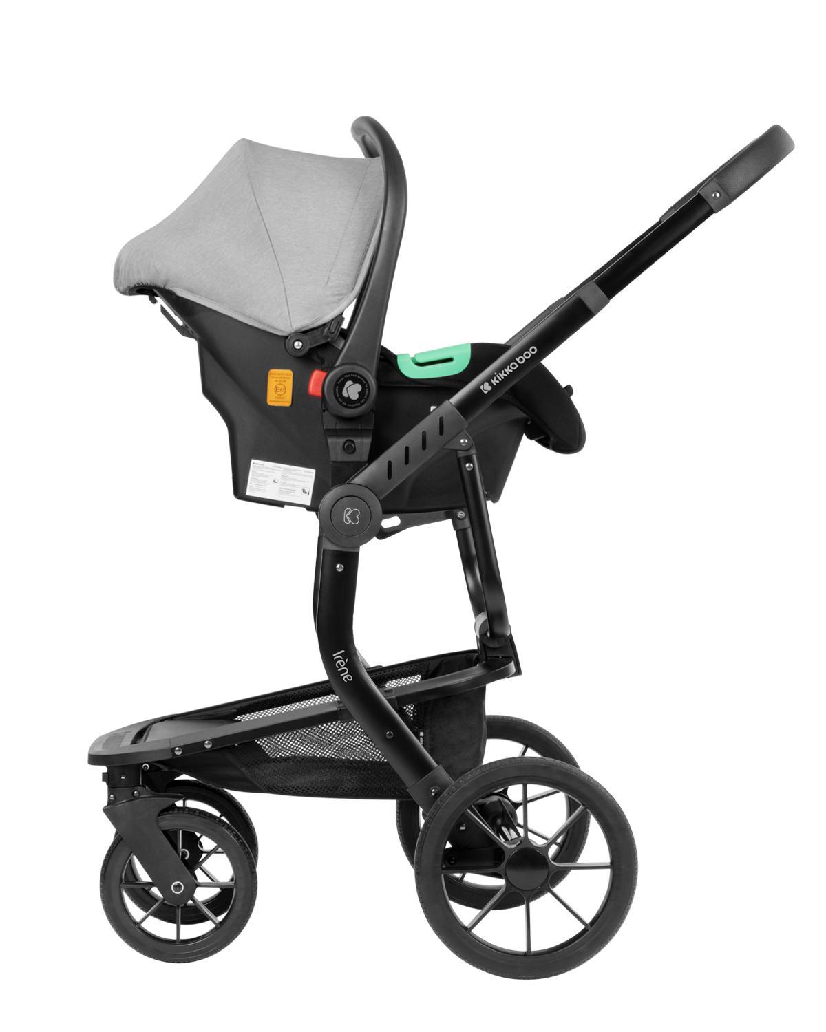 KIKKA BOO Kolica IRENE premium 3in1 set sa I-SIZE autosedištem i tvrdom korpom light grey