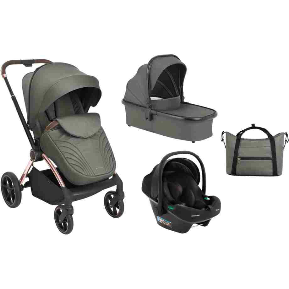 Kolica KARA army green set 3in1 sa tvrdom korpom i autosedištem I-PRIME I-SIZE black