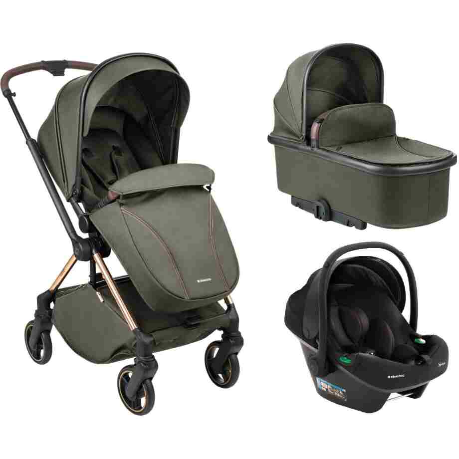 Kolica LANAH army green set 3in1 sa tvrdom korpom i autosedištem I-PRIME I-SIZE black