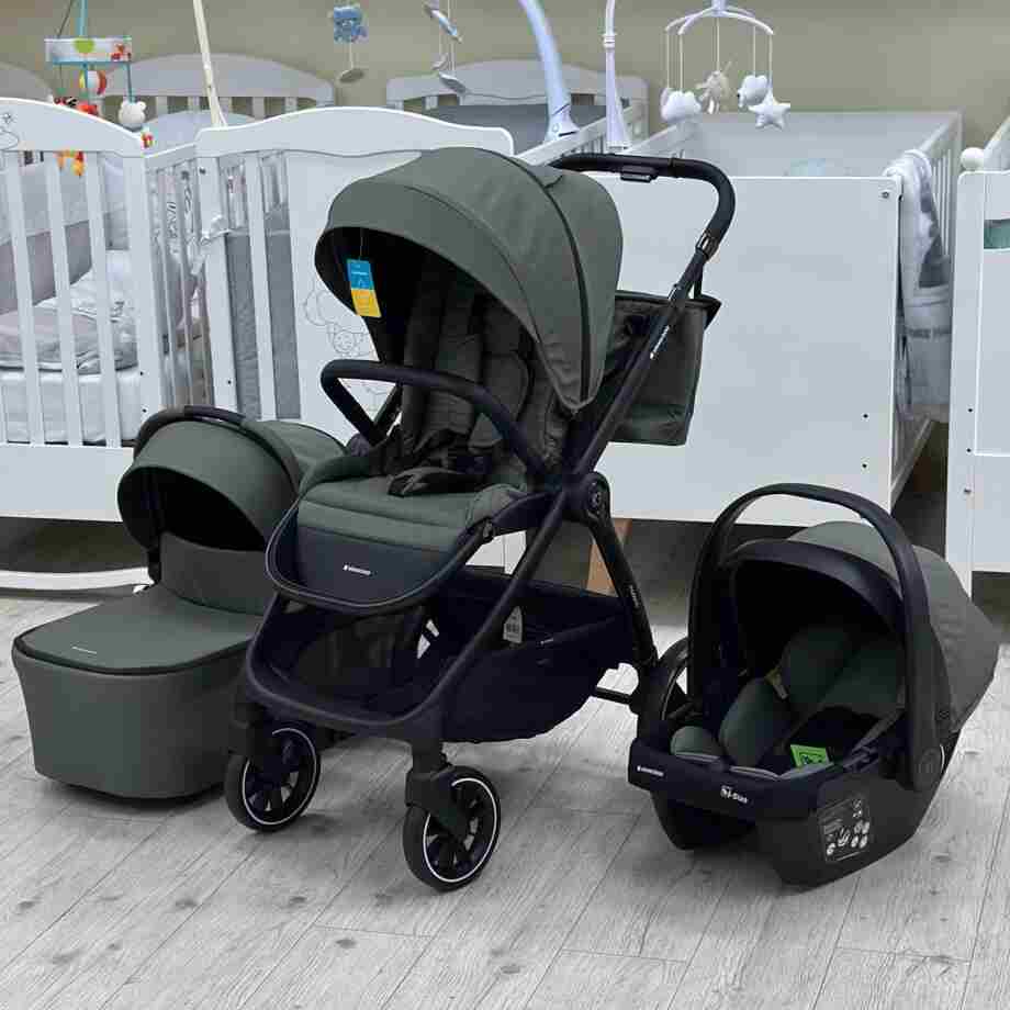 KIKKA BOO Kolica MODENA 3in1 set sa I-SIZE autosedištem i tvrdom korpom army green