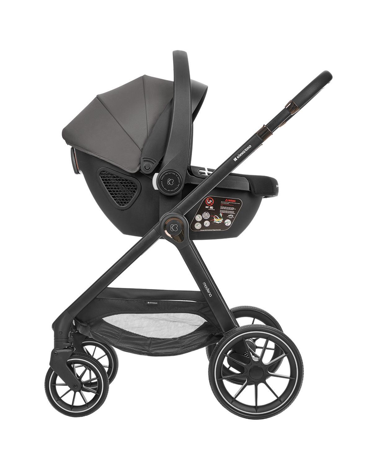 KIKKA BOO Kolica MODENA 3in1 set sa I-SIZE autosedištem i tvrdom korpom dark grey