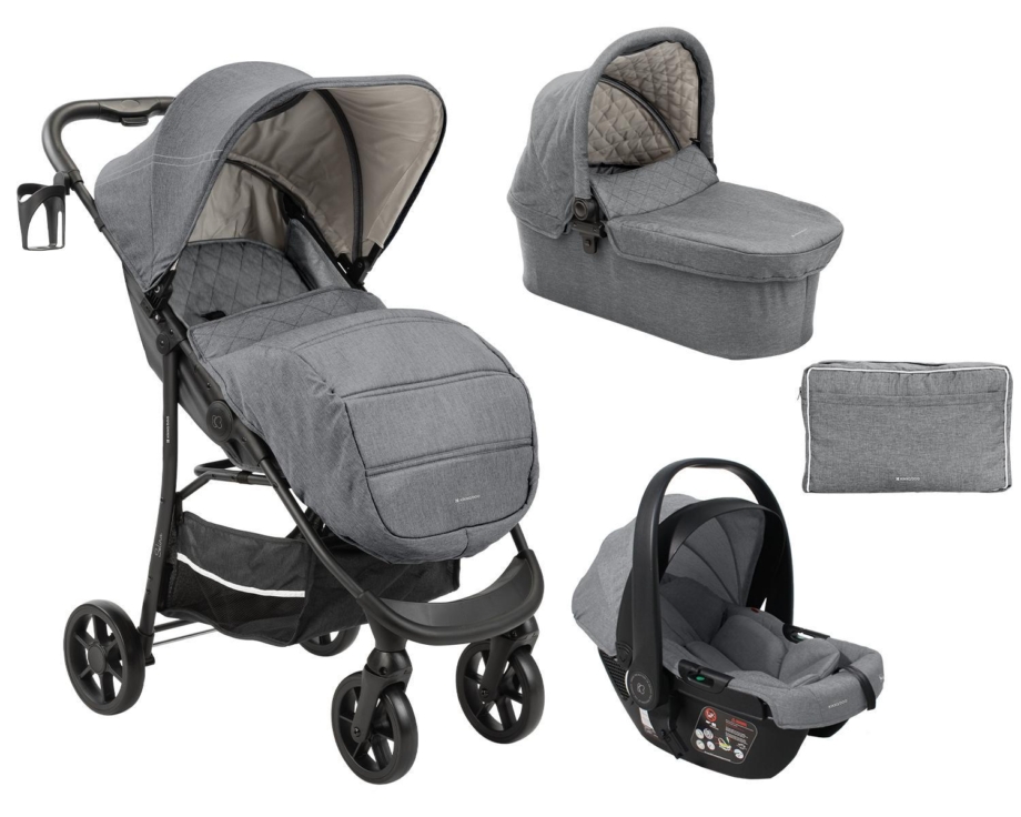 Kolica SELINA premium set 3in1 sa I-SIZE autosedištem i tvrdom korpom light grey