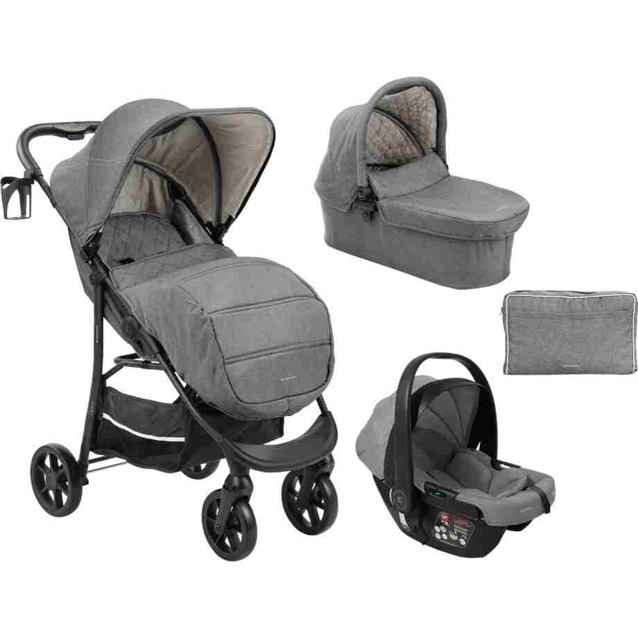 Kolica SELINA premium set 3in1 sa I-SIZE autosedištem i tvrdom korpom light grey