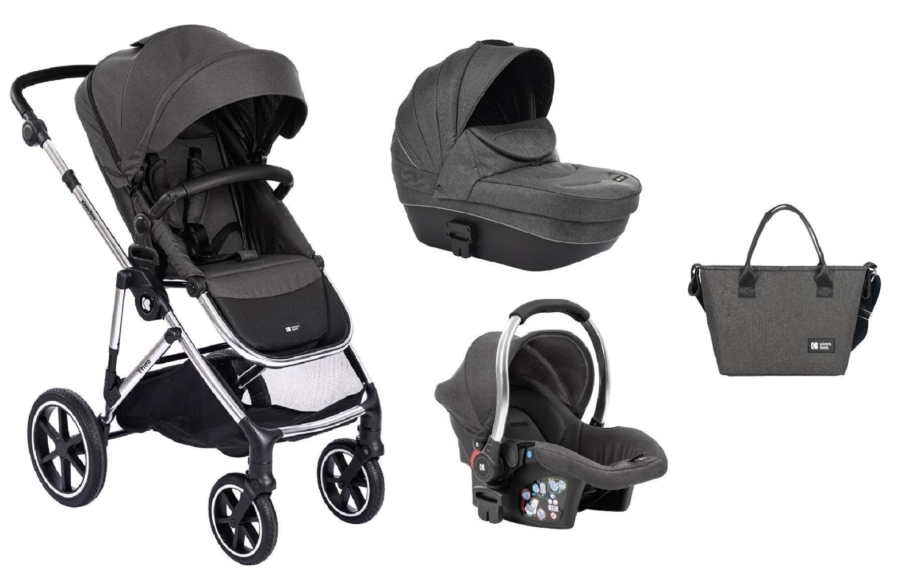 KIKKA BOO Kolica THEA dark grey set 3in1 sa tvrdom korpom i autosedištem