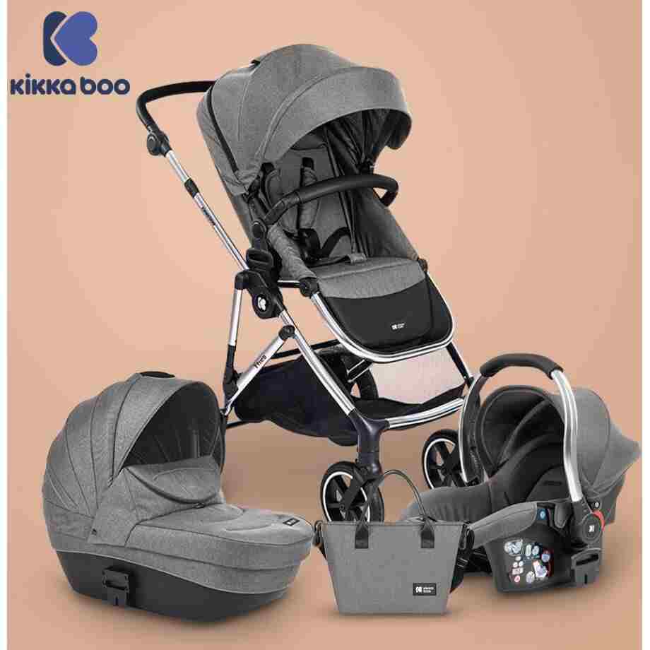 KIKKA BOO Kolica THEA light grey set 3in1 sa tvrdom korpom i autosedištem