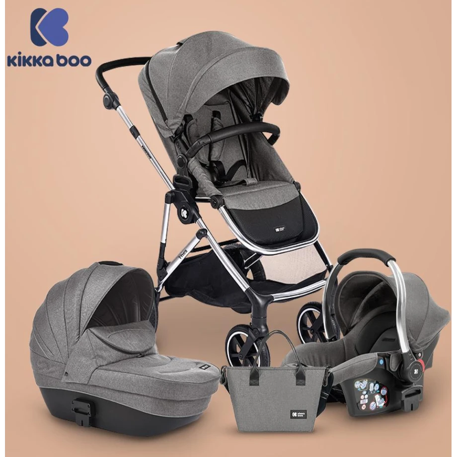 Kolica THEA 3in1 set sa autosedistem i tvrdom korpom light grey