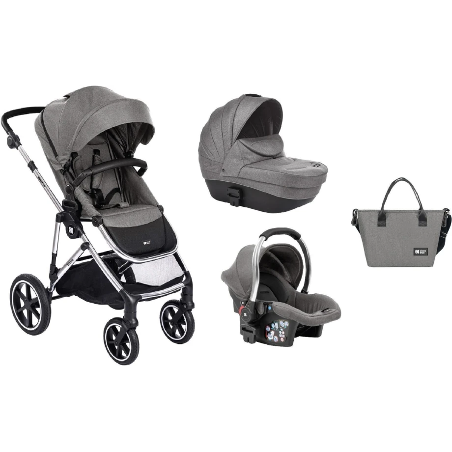 Kolica THEA light grey set 3in1 sa tvrdom korpom i i autosedištem