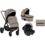 Kolica TIFFANY beige set 3in1 sa tvrdom korpom i autosedištem I-PRIME I-SIZE black