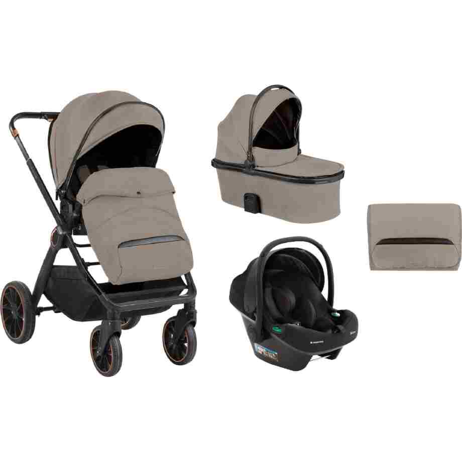 Kolica TIFFANY beige set 3in1 sa tvrdom korpom i autosedištem I-PRIME I-SIZE black