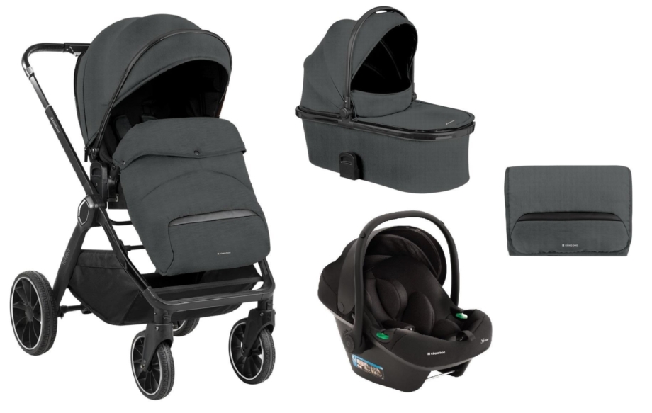 Kolica TIFFANY dark grey set 3in1 sa tvrdom korpom i autosedištem I-PRIME I-SIZE black