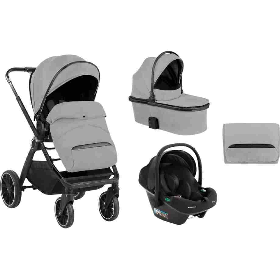 Kolica TIFFANY light grey set 3in1 sa tvrdom korpom i autosedištem I-PRIME I-SIZE black