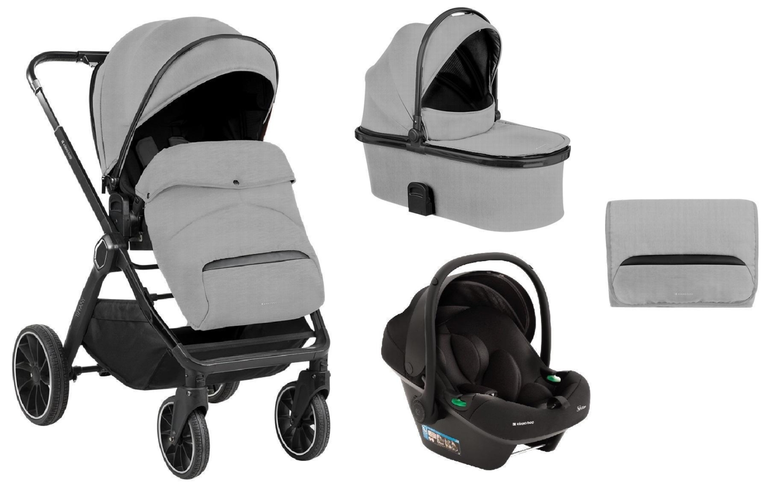 Kolica TIFFANY light grey set 3in1 sa tvrdom korpom i autosedištem I-PRIME I-SIZE black