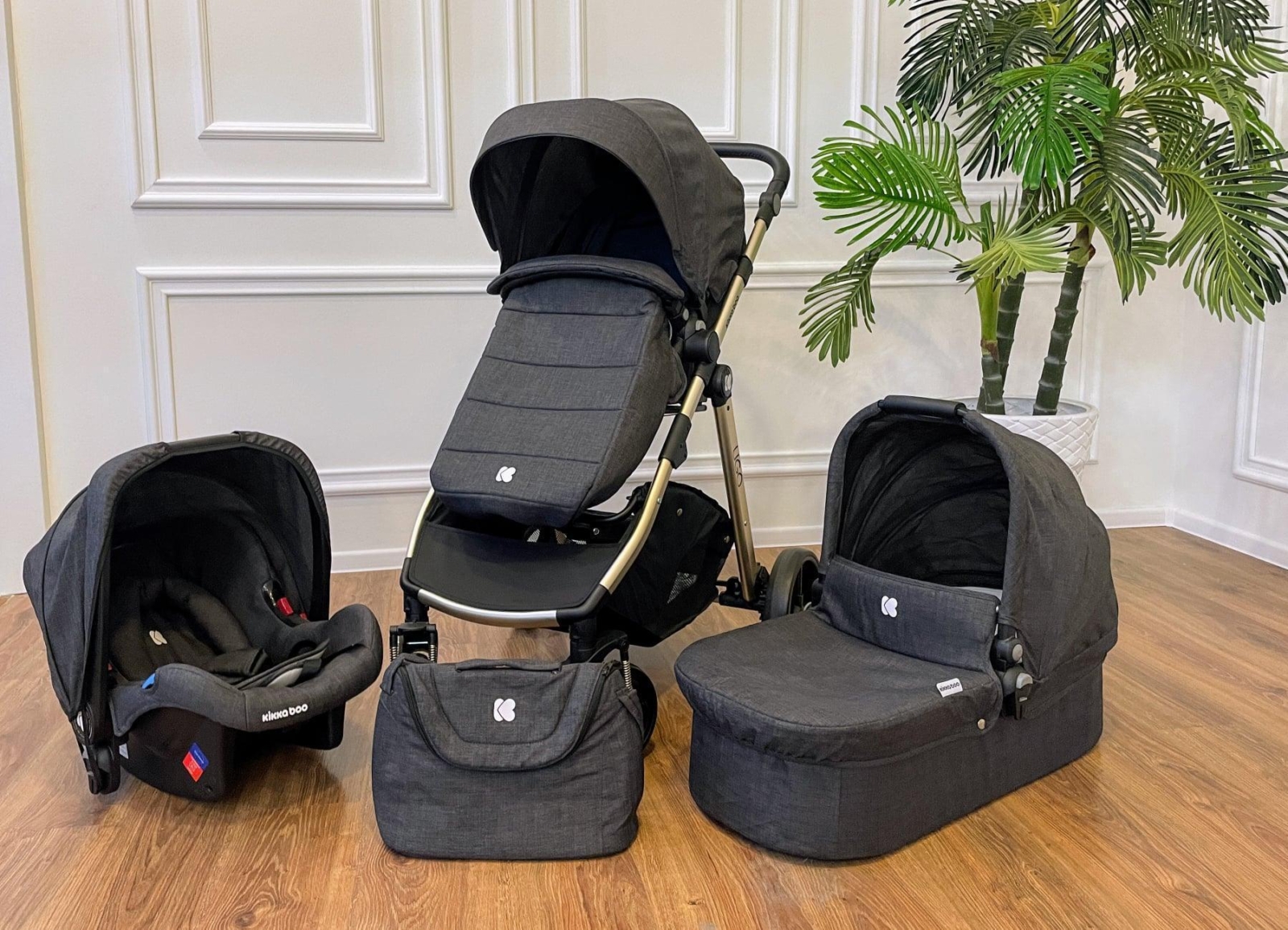 KIKKA BOO Kolica UGO black set 3in1 sa tvrdom korpom i autosedištem KIKKA BOO Kolica UGO black set 3in1 sa tvrdom korpom i autosedištem