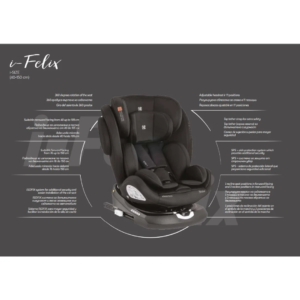 Autosedište 40-150 cm I-FELIX I-SIZE ISOFIX black - Slika 6