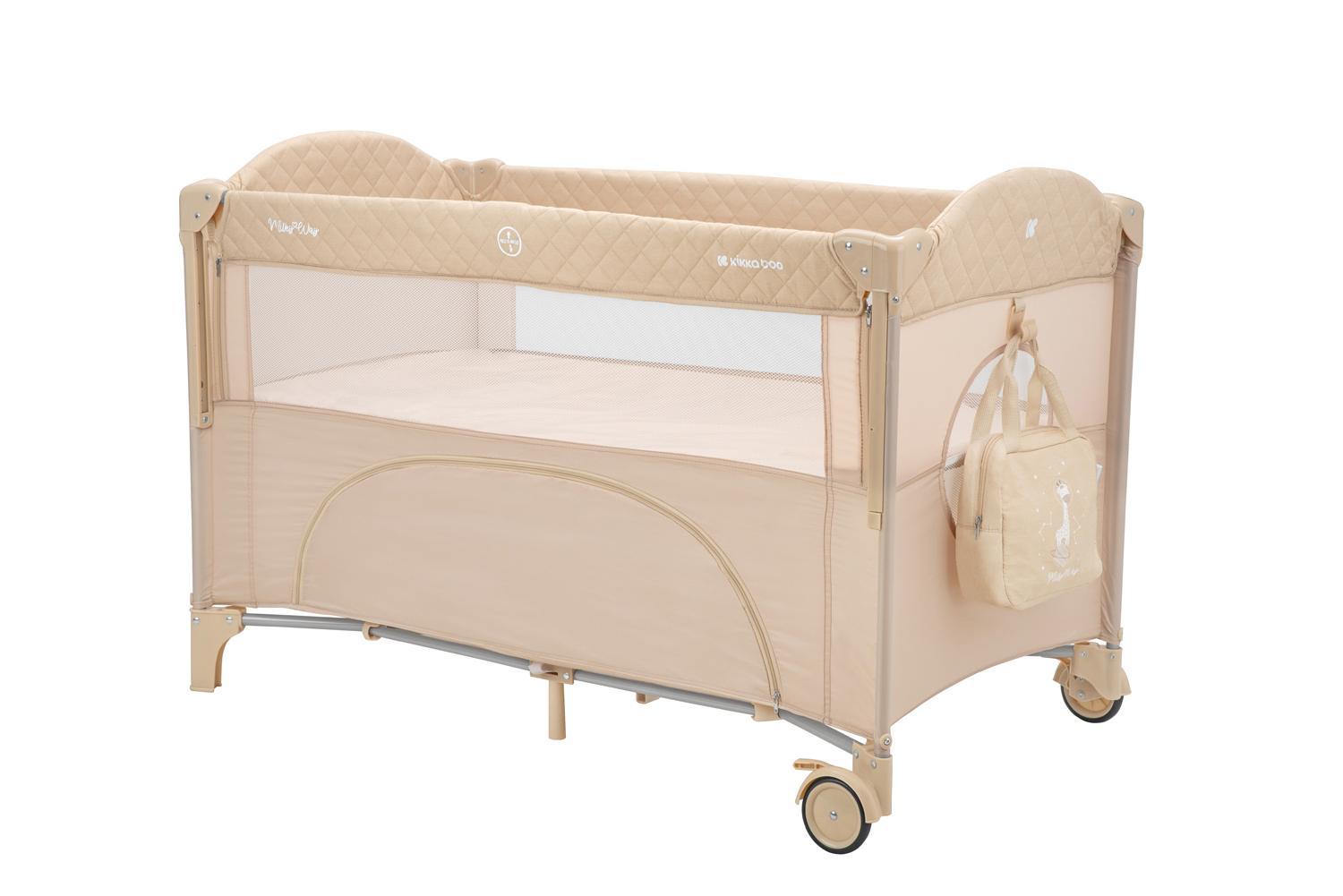 KIKKA BOO Krevetac MILKY WAY II nivoa sa rancem i spuštajućom stranicom beige