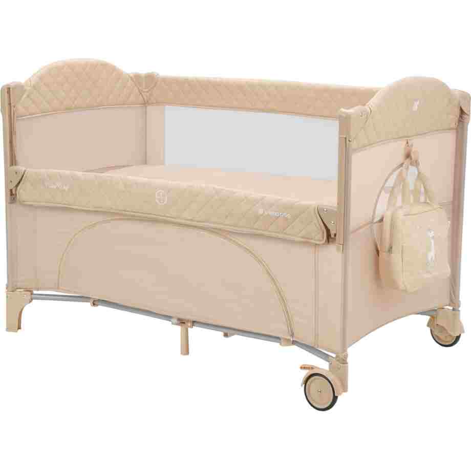 Prenosivi krevetac II nivoa MILKY WAY sa rancem i spustajucom stranicom beige1