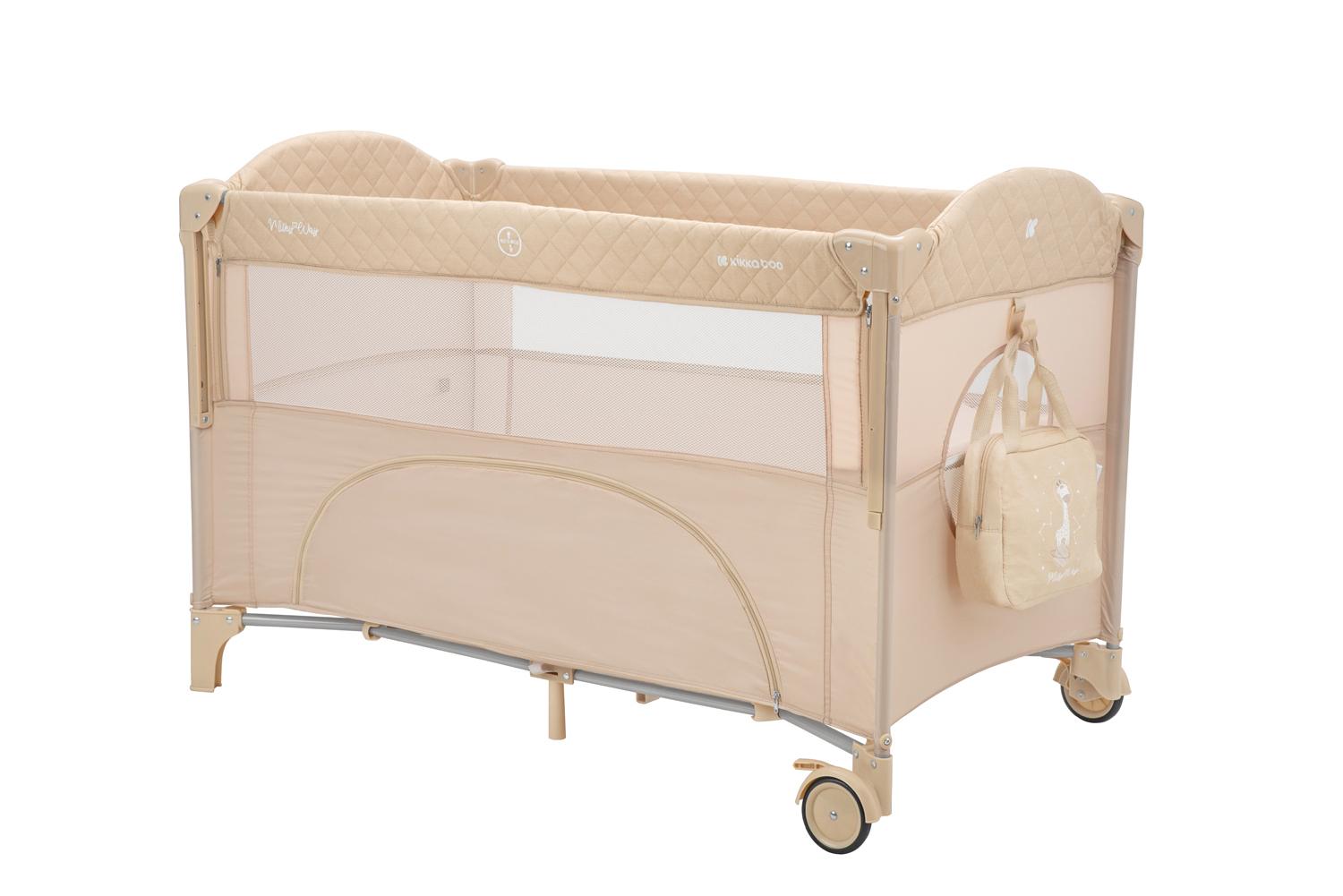 KIKKA BOO Krevetac MILKY WAY II nivoa sa rancem i spuštajućom stranicom beige