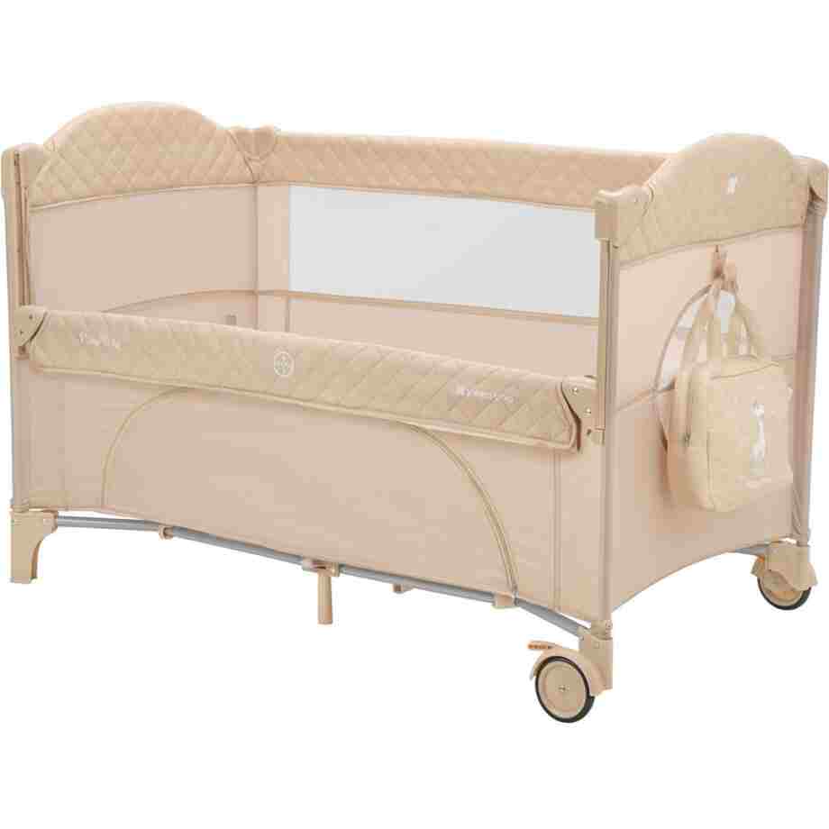Prenosivi krevetac II nivoa MILKY WAY sa rancem i spustajucom stranicom beige3