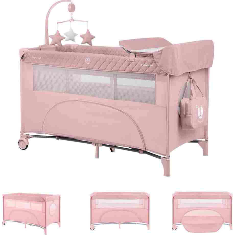 Prenosivi krevetac II nivoa NIGHTY NIGHT sa rancem i pultom pink6