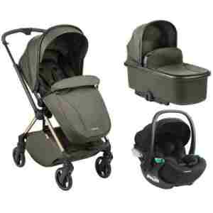 Kolica LANAH army green premium set 3in1 sa tvrdom korpom i autosedištem I-TRAIL I-SIZE black