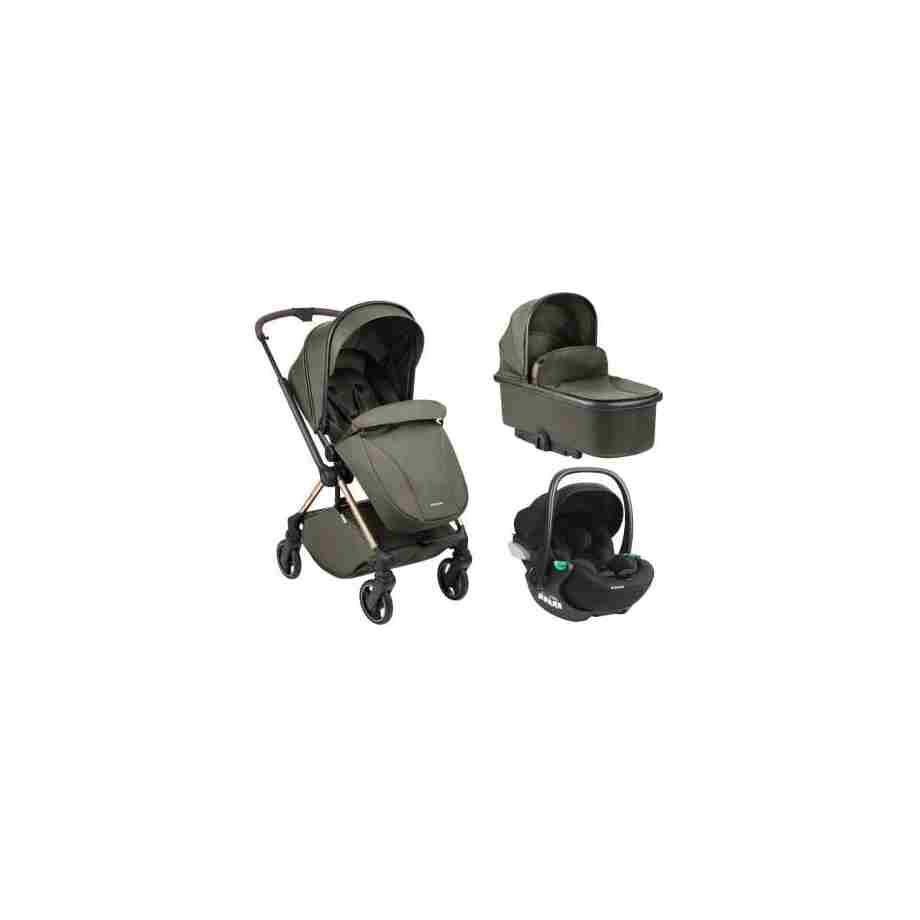 Kolica LANAH army green premium set 3in1 sa tvrdom korpom i autosedištem I-TRAIL I-SIZE black