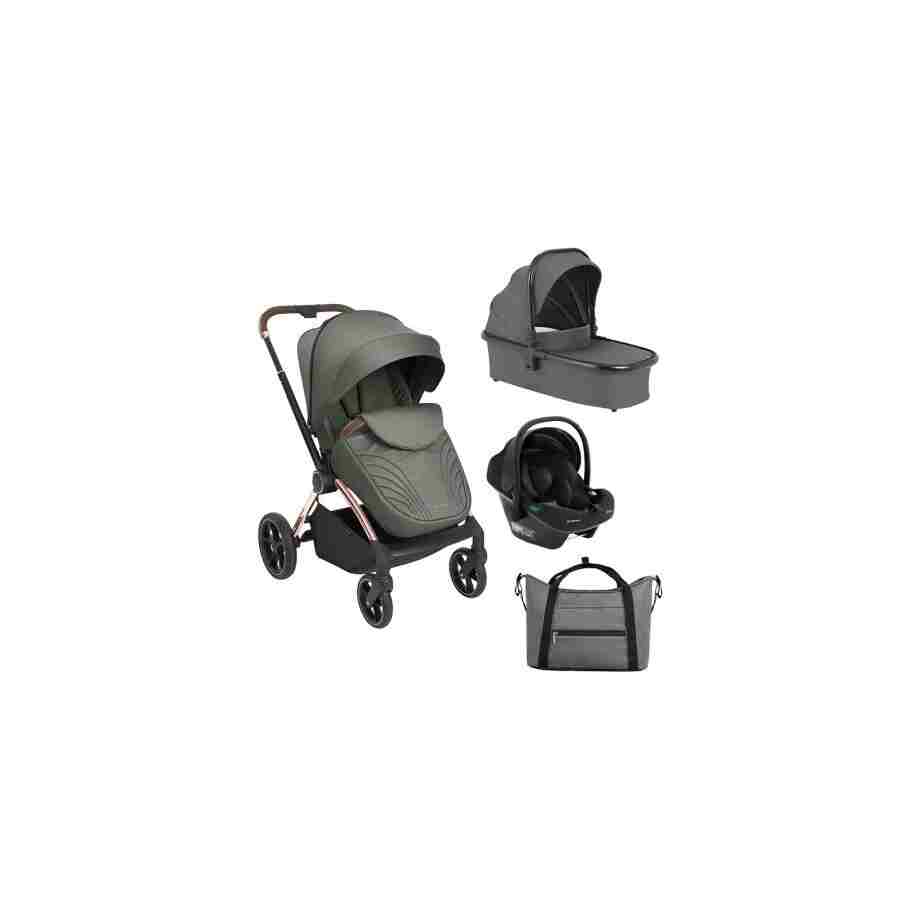 Kolica KARA grey premium set 3in1 sa tvrdom korpom i autosedištem I-TRAIL I-SIZE black