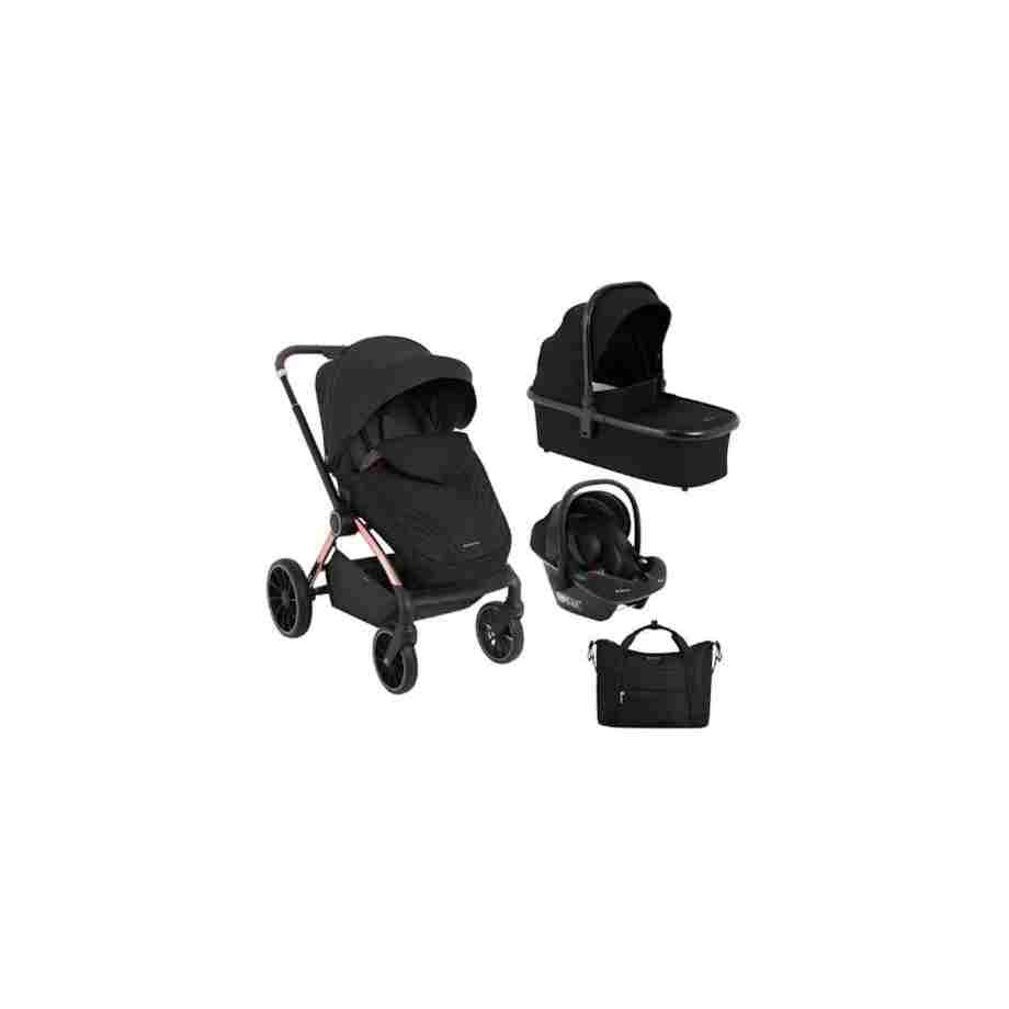 Kolica KARA black premium set 3in1 sa tvrdom korpom i autosedištem I-TRAIL I-SIZE black