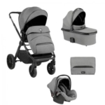 Kolica TIFFANY light grey premium set 3in1 sa tvrdom korpom i autosedištem I-TRAIL I-SIZE black
