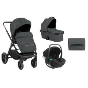 Kolica TIFFANY dark grey premium set 3in1 sa tvrdom korpom i autosedištem I-TRAIL I-SIZE black