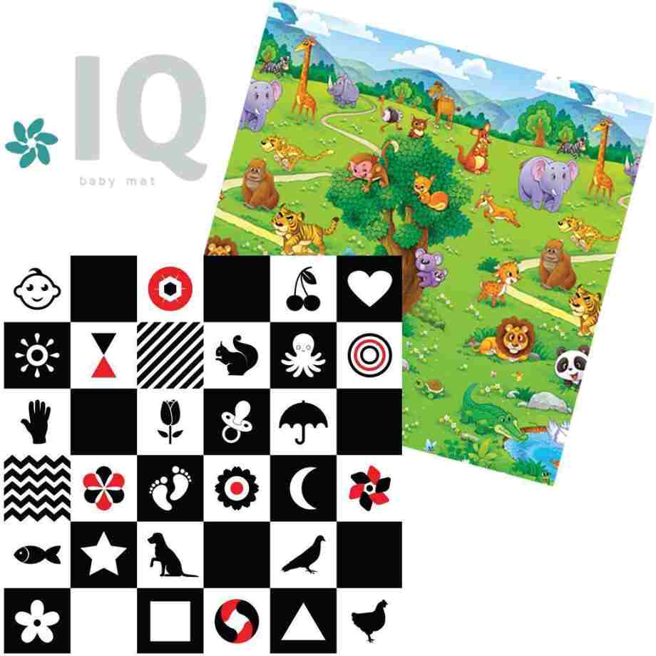 IQ sklopiva podloga sa dva lica Kontrasti + Zoo vrt 150x200x1 cm