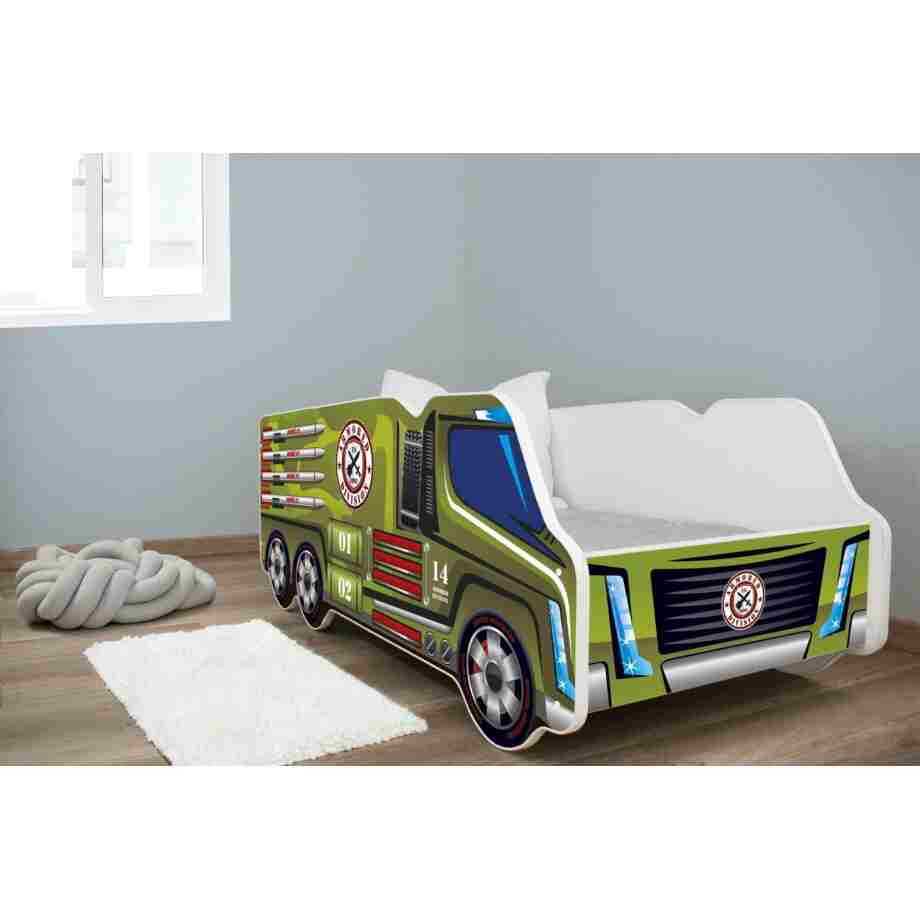 Dečiji Krevet za Dečake 140X70Cm Truck Army
