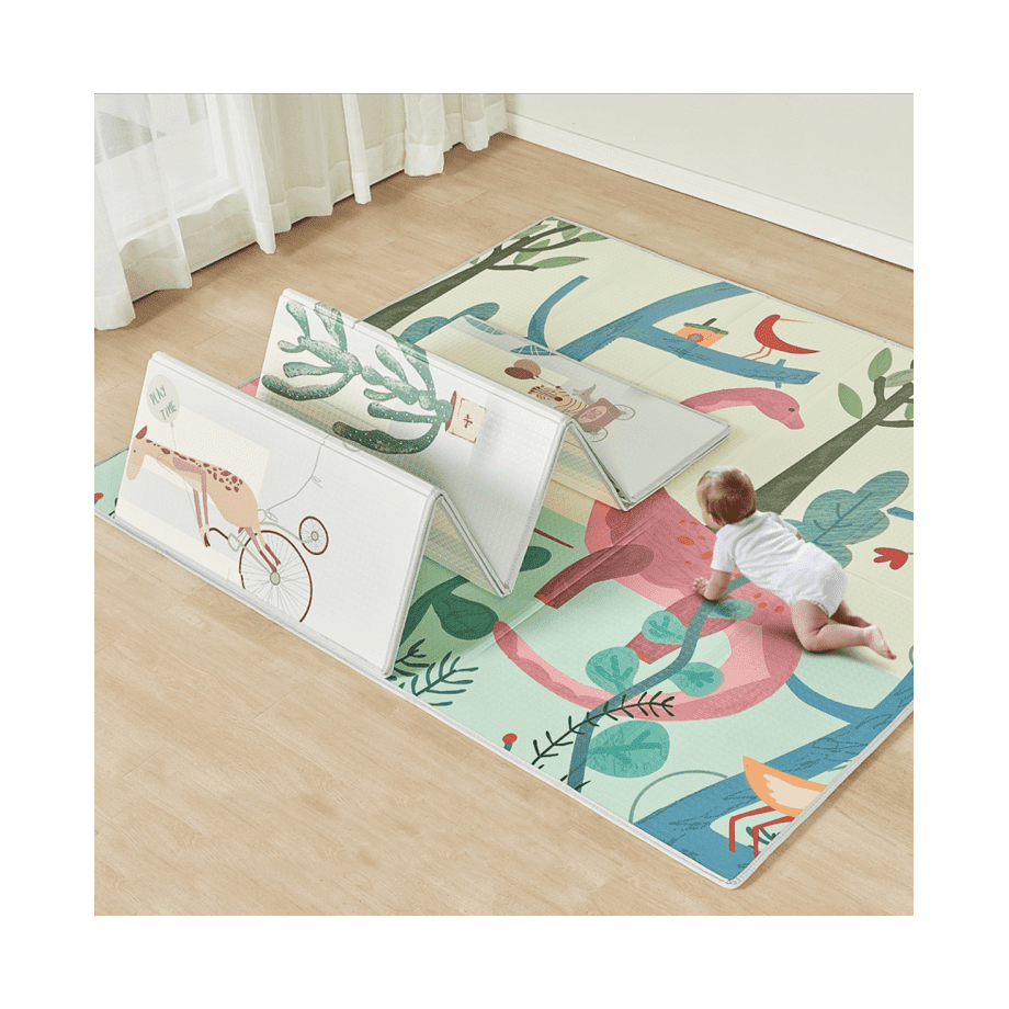 Premijum D&B sklopiva podloga sa dva lica Žirafa + Dino 177x196x1 cm