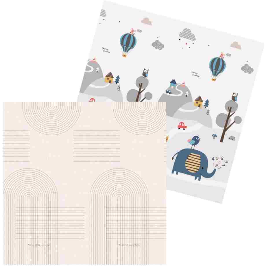 JOY sklopiva podloga sa dva lica Grey Deco+Slon u planini 150x200x1 cm